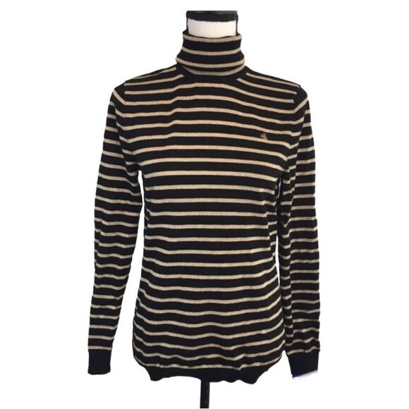 Lauren Ralph Lauren black gold knit striped turtleneck sweater Sz 2X NWT - Picture 9 of 9